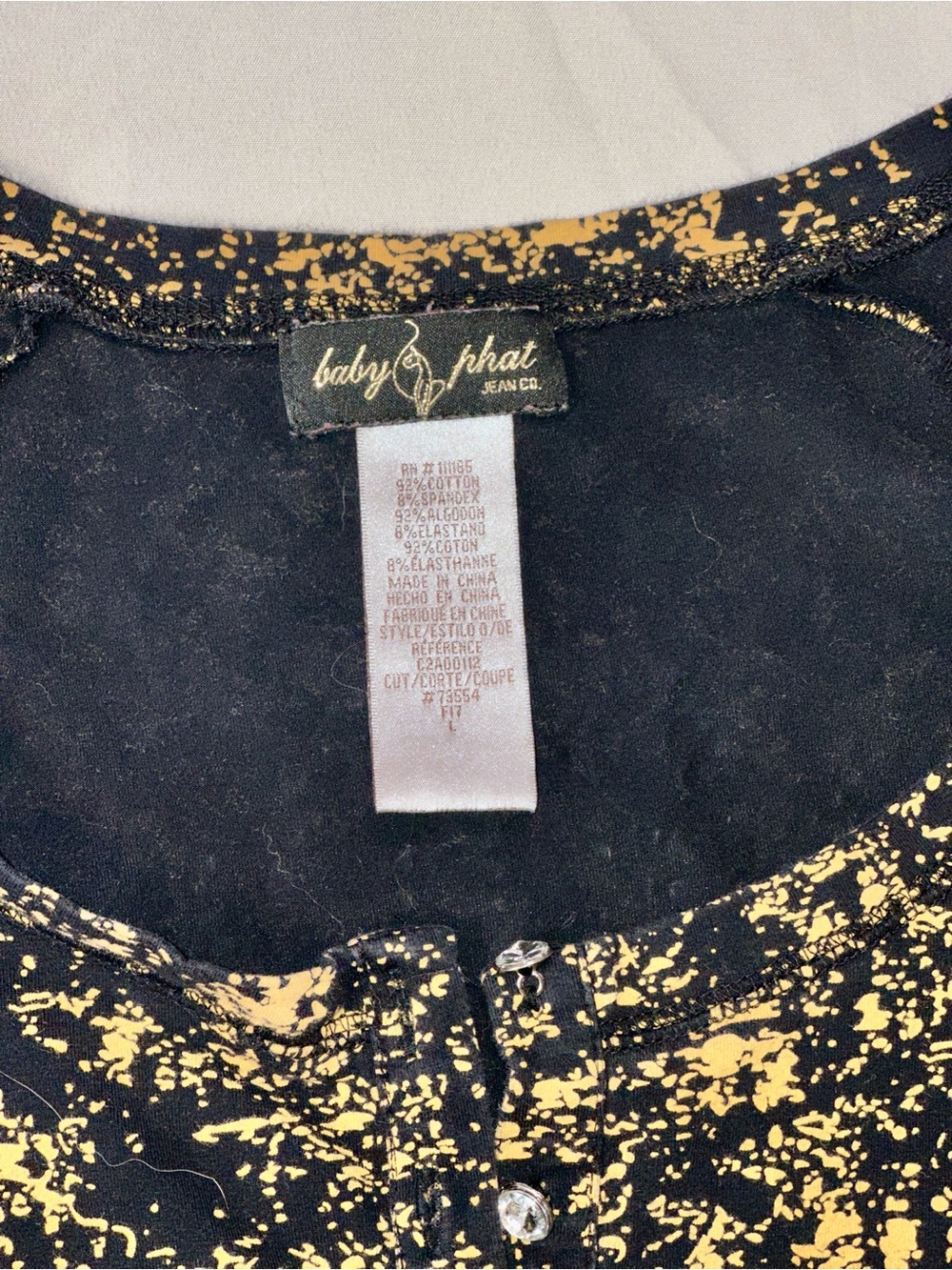 Baby Phat Black and Gold Foil Short Sleeve Tee - Picture 5 of 9